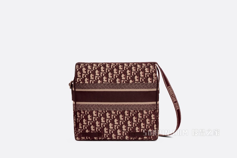 Diorcamp 手袋 酒红色刺绣 Oblique 印花