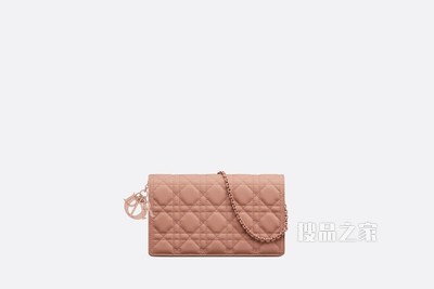 Lady Dior 手拿包 绯红色哑光牛皮革藤格纹