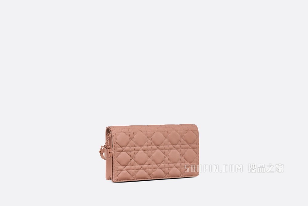 Lady Dior 手拿包 绯红色哑光牛皮革藤格纹