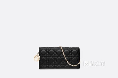 Lady Dior 手拿包 黑色羊皮革藤格纹