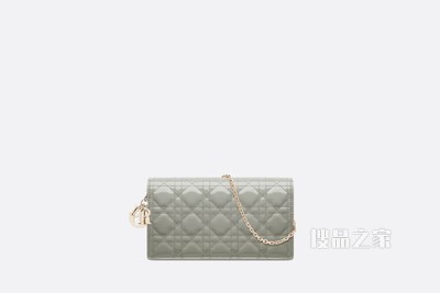 Lady Dior 手拿包 灰色漆皮牛皮革藤格纹