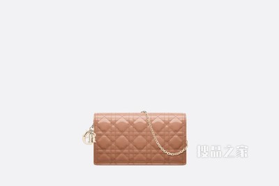 Lady Dior 手拿包 玫瑰粉色漆皮牛皮革藤格纹