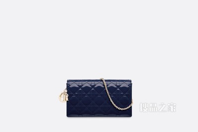 Lady Dior 手拿包 靛蓝色漆皮牛皮革藤格纹
