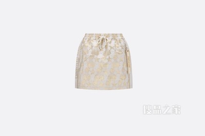 迷你裙 金色塔夫绸科技提花面料 Dior Étoile 图案