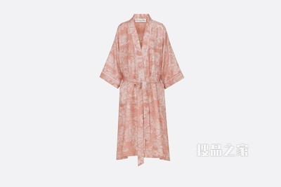 Dior Chez Moi 睡袍 玫瑰粉色桑蚕丝斜纹 Reverse 茹伊印花图案