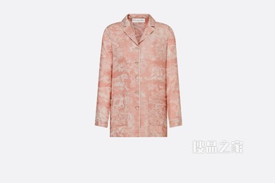 Dior Chez Moi 衬衫 玫瑰粉色桑蚕丝斜纹 Reverse 茹伊印花