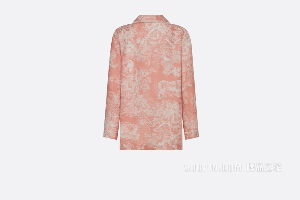 Dior Chez Moi 衬衫 玫瑰粉色桑蚕丝斜纹 Reverse 茹伊印花