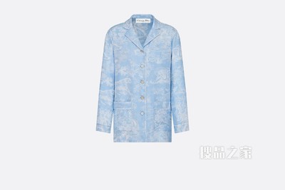 Dior Chez Moi 衬衫 矢车菊蓝桑蚕丝斜纹面料 Reverse 茹伊印花