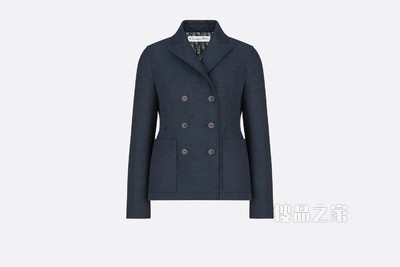 Marlène 西装外套 海军蓝色棉质混纺科技面料牛仔效果搭配腰带