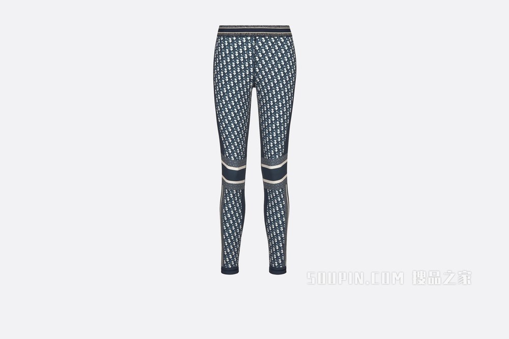 紧身裤 蓝色平纹针织科技面料 Oblique 印花