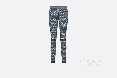紧身裤 蓝色平纹针织科技面料 Oblique 印花