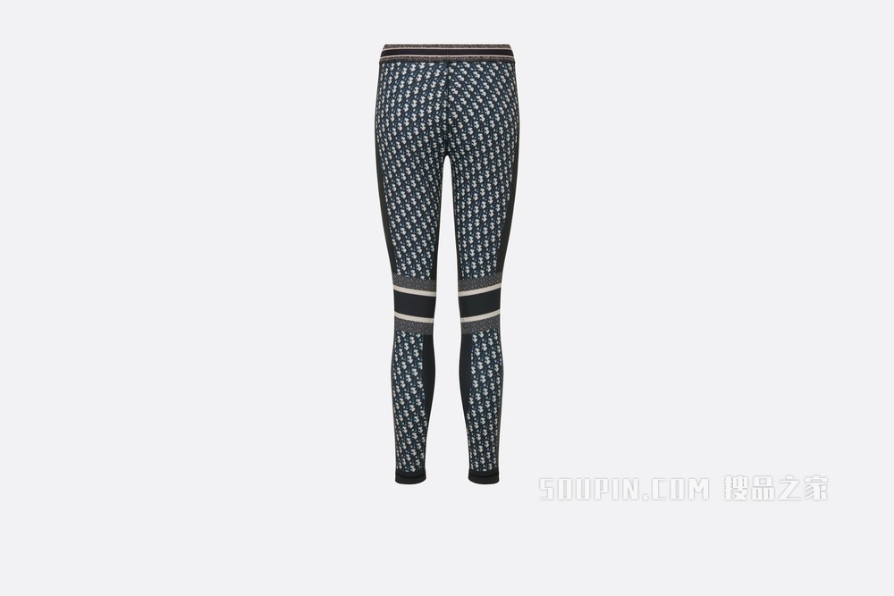 紧身裤 蓝色平纹针织科技面料 Oblique 印花