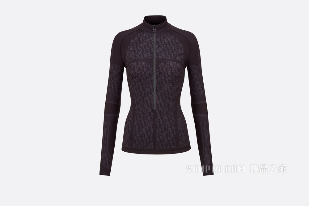 DiorAlps 拉链上衣 黑色平纹针织科技面料 Oblique 印花