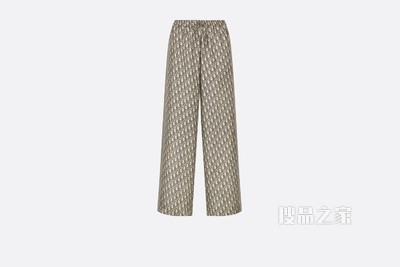 Dior Chez Moi 长裤 灰色桑蚕丝斜纹面料 Oblique 印花