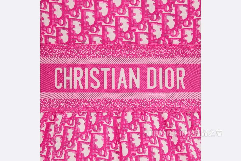 Dioriviera 短款连衣裙 覆盆子色科技平纹针织面料 Oblique 印花