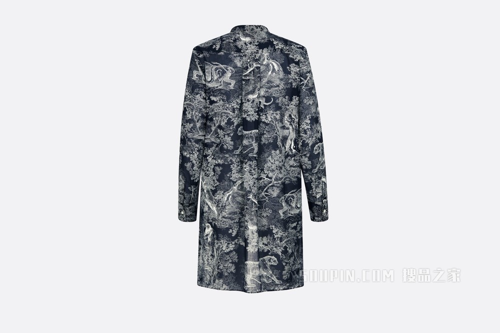 Dioriviera 长款衬衫 海军蓝色棉质 Reverse 茹伊印花