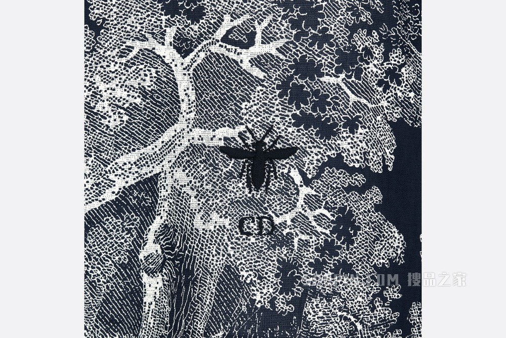 Dioriviera 长款衬衫 海军蓝色棉质 Reverse 茹伊印花