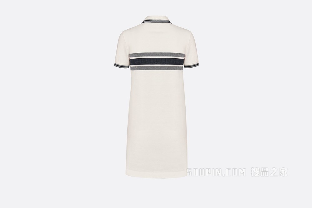 Dioriviera Polo 衫式连衣裙 白色和海军蓝色棉质平纹针织面料