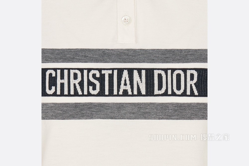 Dioriviera Polo 衫式连衣裙 白色和海军蓝色棉质平纹针织面料