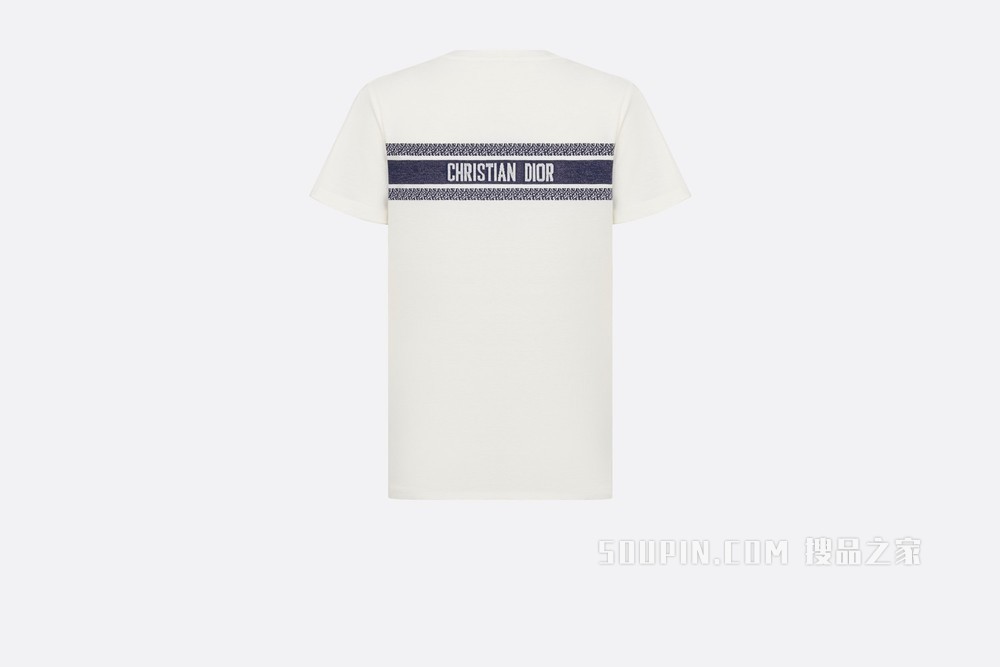 Dioriviera T 恤 白色和海军蓝色棉质平纹针织面料“SAINT-TROPEZ”字样