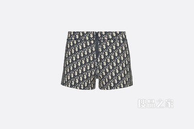 Dioriviera 短裤 海军蓝色科技平纹针织面料 Oblique 印花