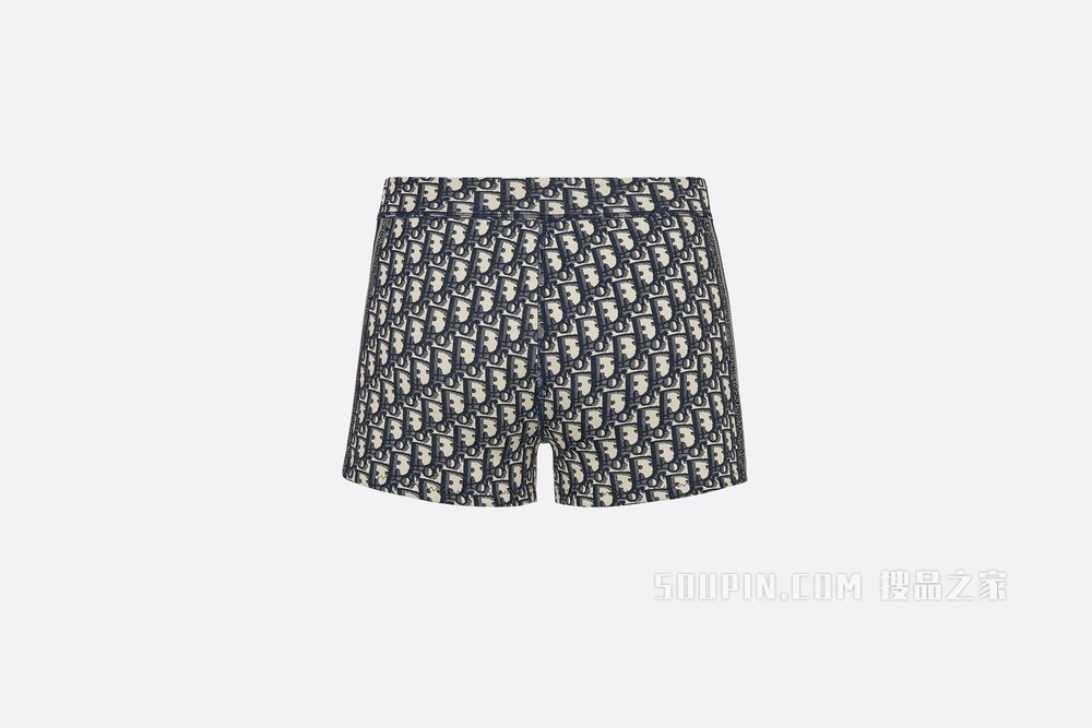 Dioriviera 短裤 海军蓝色科技平纹针织面料 Oblique 印花
