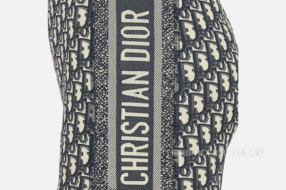 Dioriviera 短裤 海军蓝色科技平纹针织面料 Oblique 印花