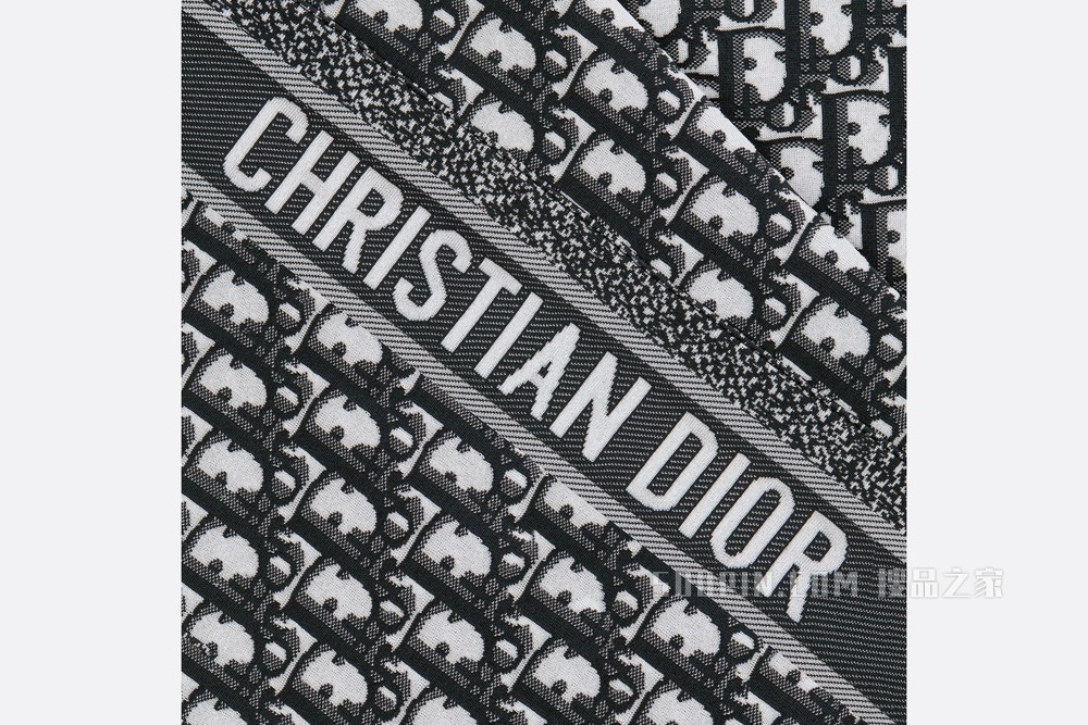 拉链夹克 海军蓝色科技平纹针织面料 Oblique 印花