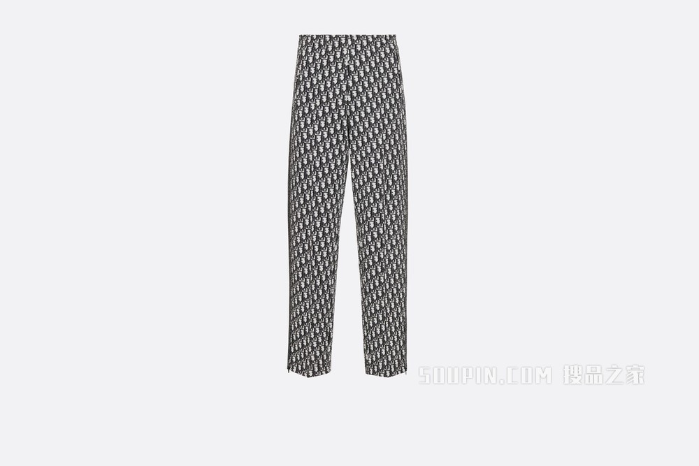 长裤 海军蓝色科技平纹针织面料 Oblique 印花