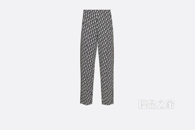 长裤 海军蓝色科技平纹针织面料 Oblique 印花