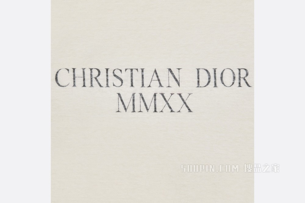 T 恤 米白色棉质和亚麻混纺平纹针织“CHRISTIAN DIOR 2020 TOGETHER APART”字样