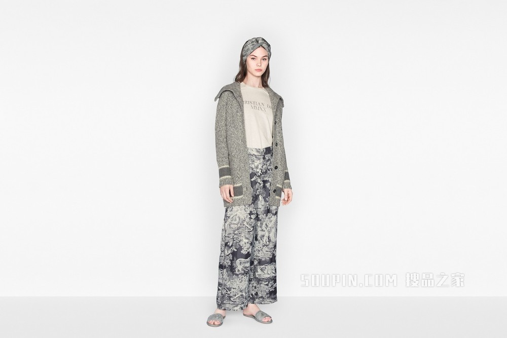 T 恤 米白色棉质和亚麻混纺平纹针织“CHRISTIAN DIOR 2020 TOGETHER APART”字样