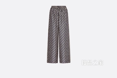Dior Chez Moi 长裤 蓝色桑蚕丝斜纹面料 Oblique 印花