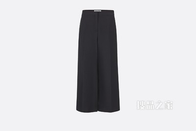 九分裤 黑色羊毛和桑蚕丝混纺面料