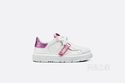 Dior-ID 运动鞋 白色和粉色金属光泽牛皮革