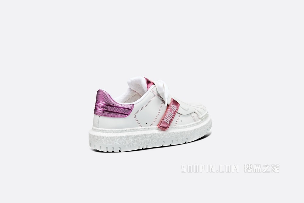 Dior-ID 运动鞋 白色和粉色金属光泽牛皮革