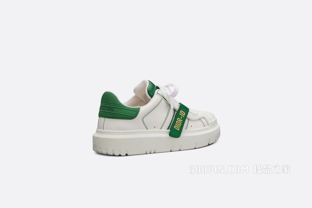 Dior-ID 运动鞋 白色和绿色牛皮革和橡胶