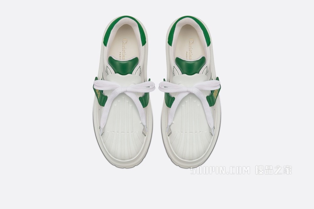 Dior-ID 运动鞋 白色和绿色牛皮革和橡胶