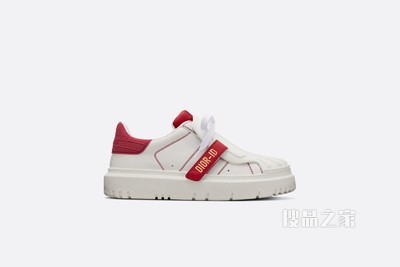 Dior-ID 运动鞋 白色和红色牛皮革和橡胶