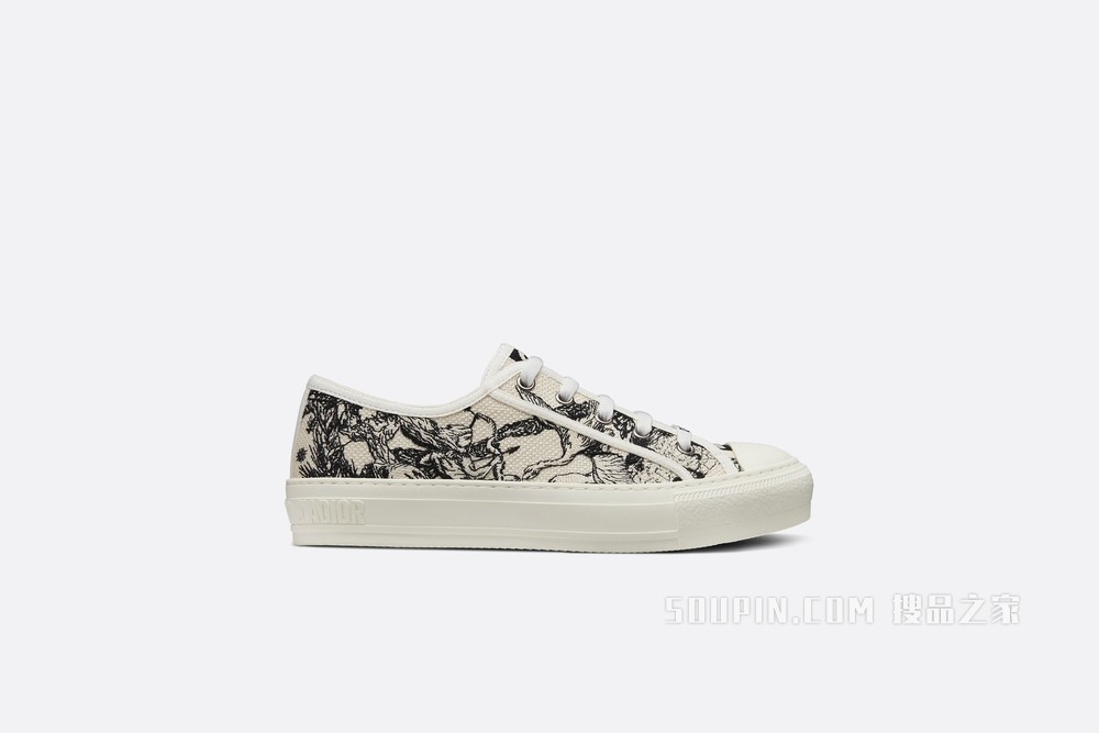Walk'n'Dior 运动鞋 黑色和白色棉质刺绣 Dior Zodiac 图案