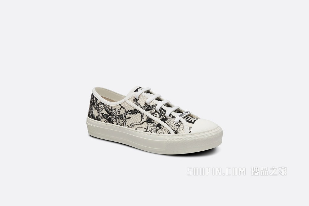 Walk'n'Dior 运动鞋 黑色和白色棉质刺绣 Dior Zodiac 图案