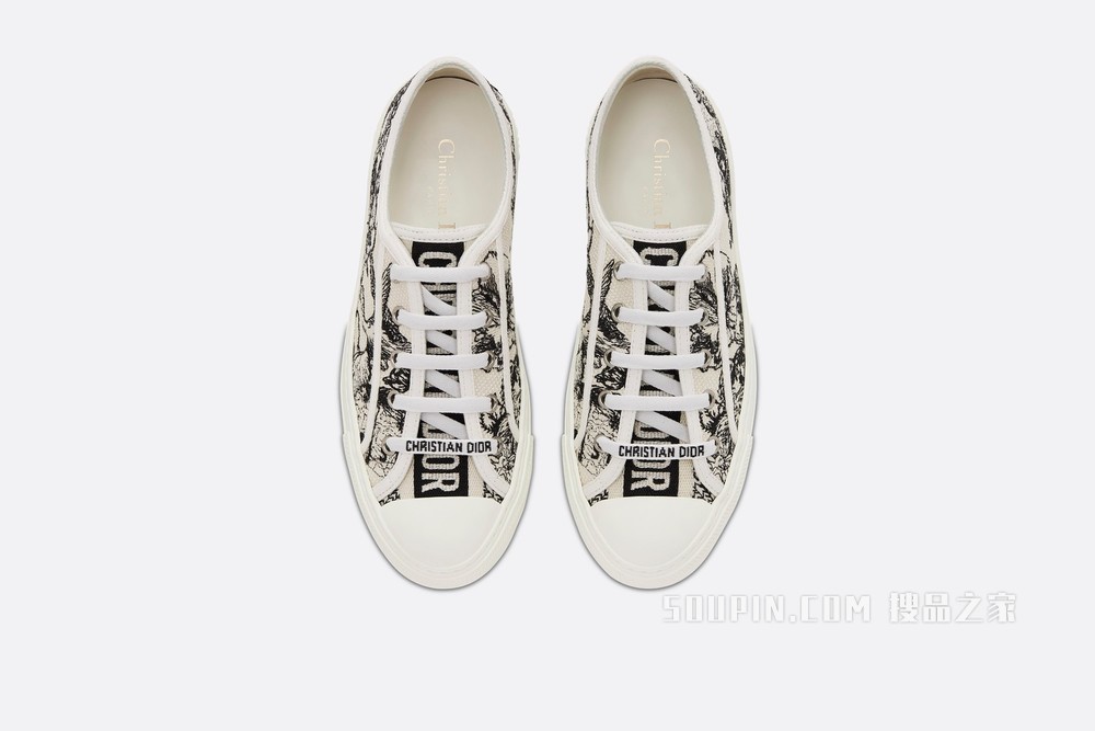Walk'n'Dior 运动鞋 黑色和白色棉质刺绣 Dior Zodiac 图案