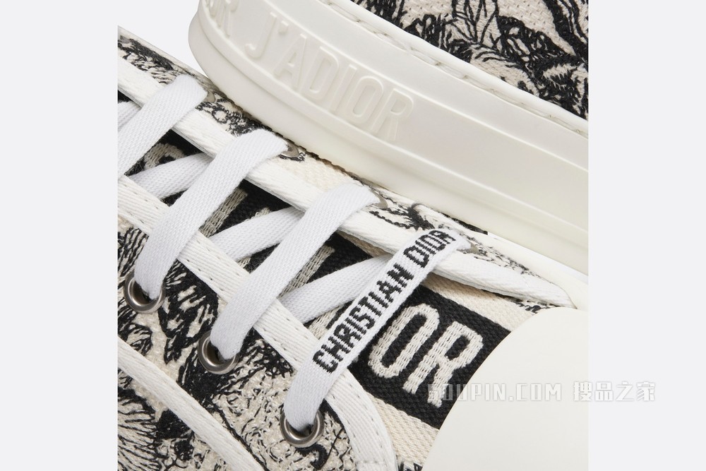 Walk'n'Dior 运动鞋 黑色和白色棉质刺绣 Dior Zodiac 图案