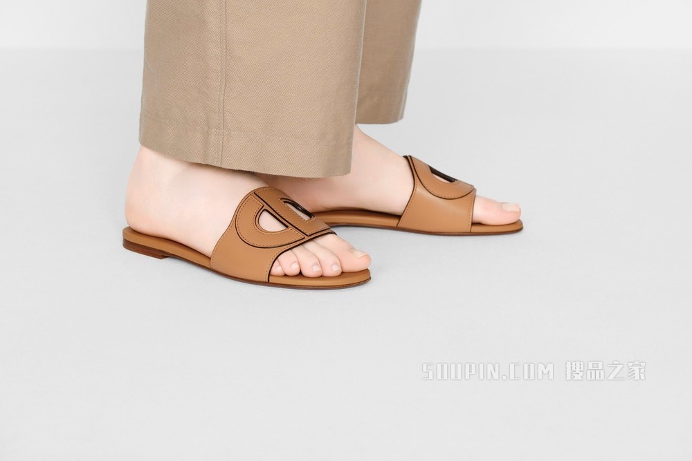 D-Club 凉拖 驼色牛皮革