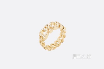 Dio(r)evolution 戒指 金色饰面金属和白色仿水晶装饰