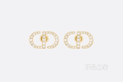 Petit CD 耳钉 金色饰面金属和白色仿水晶装饰