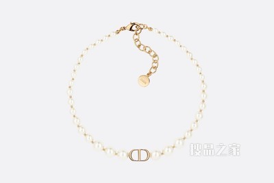 30 Montaigne 短项链 金色饰面金属和白色树脂珠饰