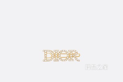 Dio(r)evolution 发夹 金色饰面金属和白色仿水晶装饰