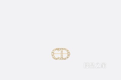 Clair D Lune 胸针 金色饰面金属和白色仿水晶装饰
