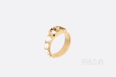 30 Montaigne 戒指 金色饰面金属和白色树脂珠饰